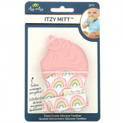 itzy ritzy, Itzy Mitt, пищевой силиконовый прорезыватель для зубов, от 3 месяцев, светло-розовый единорог, 1 прорезыватель