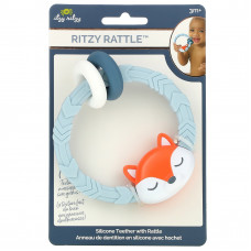 itzy ritzy, Ritzy Rattle, силиконовый прорезыватель с погремушкой, для детей от 3 месяцев, лисичка, 1 шт.