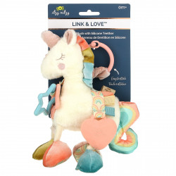 itzy ritzy, Link & Love, Activity Plush с силиконовым прорезывателем, для детей от 0 месяцев, Unicorn, 1 прорезыватель