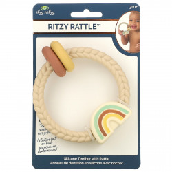 itzy ritzy, Ritzy Rattle, силиконовый прорезыватель с погремушкой, для детей от 3 месяцев, радуга, 1 шт.