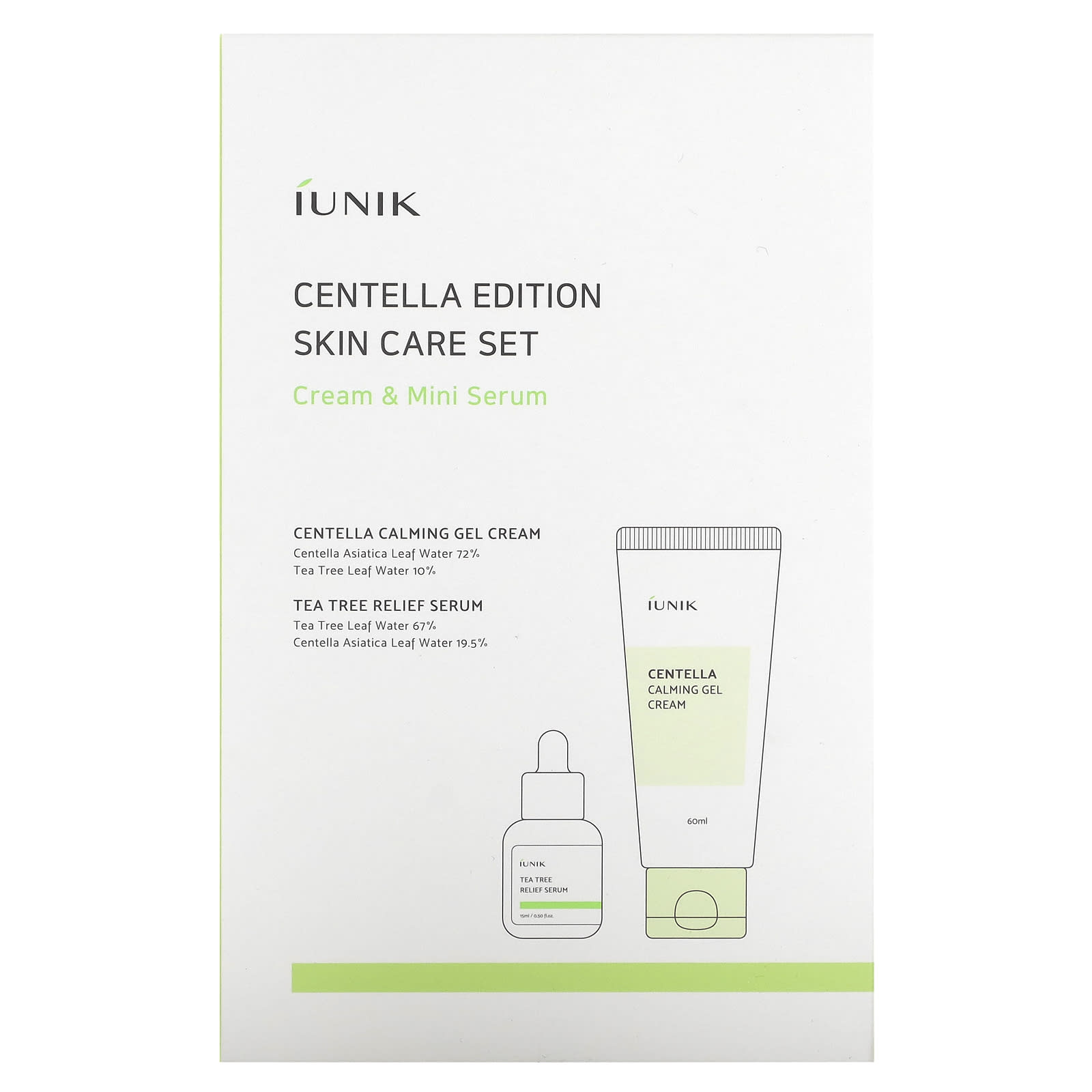 iUNIK, Centella Edition Skin Care Set, Cream & Mini Serum, 2 Piece Set