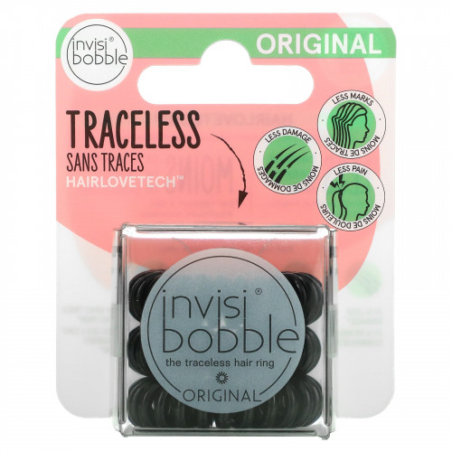 Invisibobble, Original, бесследное кольцо для волос, черный, 3 шт. В упаковке