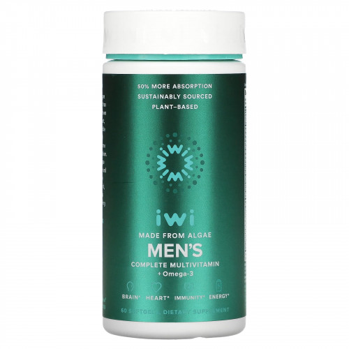 iWi, Полный комплекс мультивитаминов и омега-3 для мужчин, 60 мягких таблеток