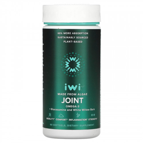 iWi, Joint, омега-3 + глюкозамин и кора белой ивы, 60 мягких таблеток