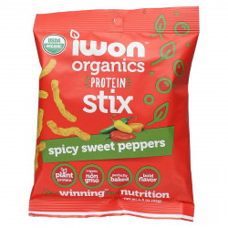 IWON Organics, Organics Protein Stix, острый сладкий перец, 8 пакетиков по 42 г (1,5 унции)