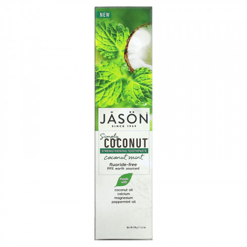 Jason Natural, Simply Coconut, укрепляющая зубная паста, кокос и мята, 119 г (4,2 унции)