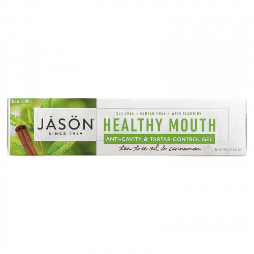 Jason Natural, Healthy Mouth, гель для защиты от кариеса и предупреждения появления зубного камня, масло чайного дерева и корица, 170 г (6 унций)
