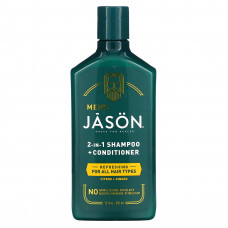 Jason Natural, Для мужчин, шампунь и кондиционер 2 в 1, для всех типов волос, цитрус и имбирь, 355 мл (12 жидк. Унций)