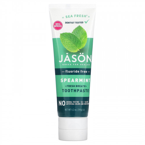 Jason Natural, Sea Fresh, зубная паста для свежести дыхания, без фтора, мята, 119 г (4,2 унции)