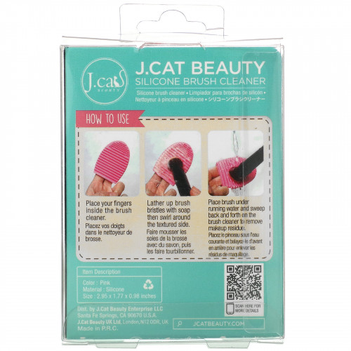 J.Cat Beauty, Силиконовый очиститель для кистей, розовый, 1 инструмент