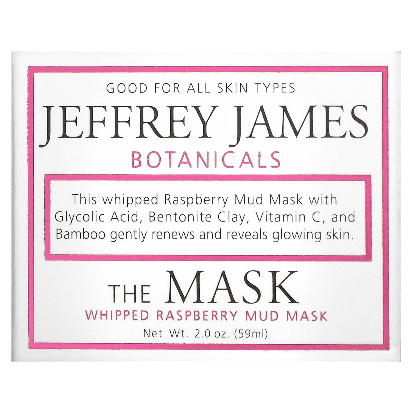 Jeffrey James Botanicals, The Mask, муссовая грязевая маска с малиной, 59 мл (2,0 унции)