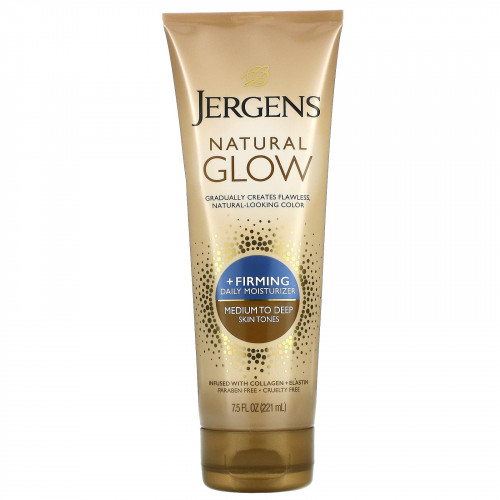 Jergens, Natural Glow, укрепляющее увлажняющее средство для ежедневного ухода, тон: от среднего до темного, 221 мл (7.5 жидк. унций)