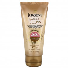 Jergens, Natural Glow, увлажняющее средство для лица, SPF 20, от средних до темных оттенков кожи, 59 мл (2 жидк. унции)