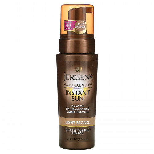 Jergens, Natural Glow, Instant Sun, мусс для автозагара, светло-бронзовый, 177 мл