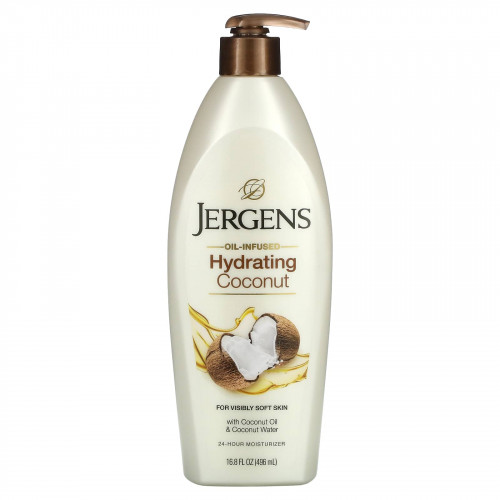 Jergens, Hydrating Coconut, увлажняющий лосьон с маслом кокоса, 496 мл