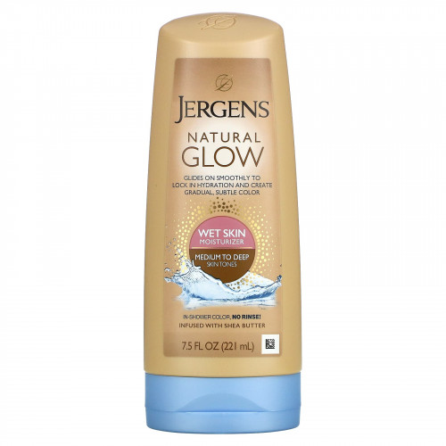 Jergens, Увлажняющее средство Natural Glow для нанесения на влажную кожу, оттенок Medium to Tan (221 мл)