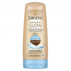 Jergens, Увлажняющее средство Natural Glow для нанесения на влажную кожу, укрепляющее, оттенок Medium to Tan (221 мл)