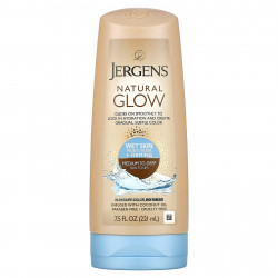 Jergens, Увлажняющее средство Natural Glow для нанесения на влажную кожу, укрепляющее, оттенок Medium to Tan (221 мл)