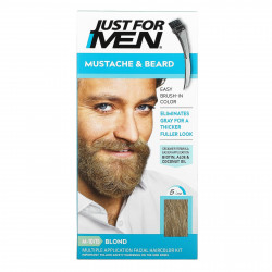 Just for Men, Mustache & Beard, гель для окрашивания усов и бороды с кисточкой в комплекте, оттенок блонд M-10/15, 2 шт. по 14 г