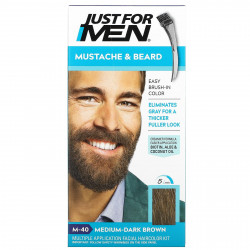 Just for Men, краска для усов и бороды, нанесение кисточкой, средний/темный коричневый М-40, 1 набор многократного применения