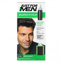 Just for Men, шампунь для окрашивания, черный H-55, набор для одноразового окрашивания волос