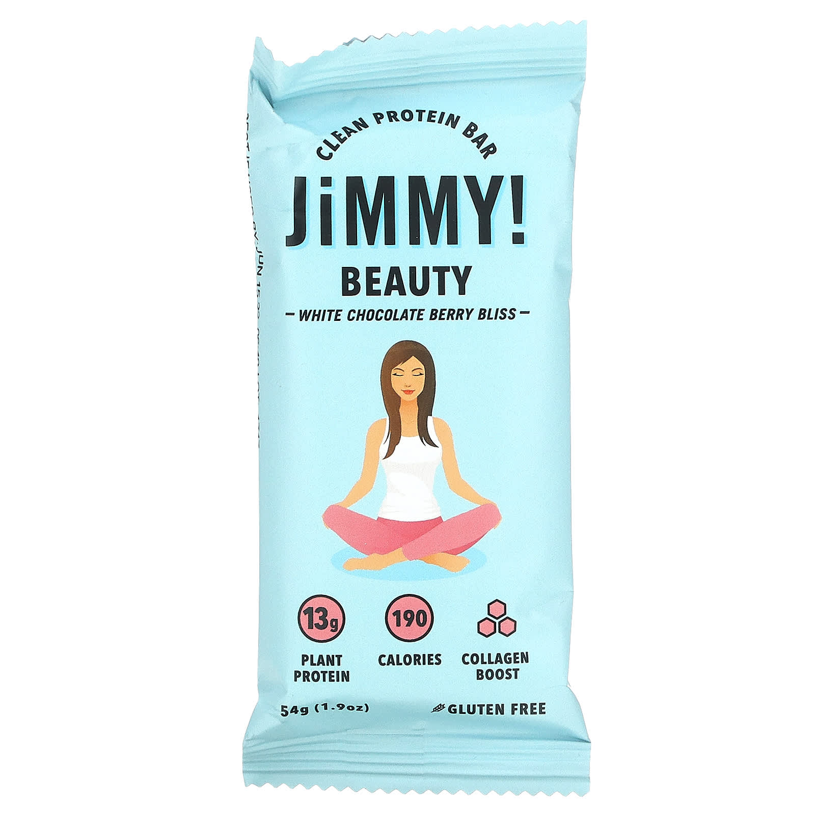 JiMMY!, Be Radiant Bars With Benefits, White Berry Bliss, 12 протеиновых батончиков, 54 г (1,9 унции)