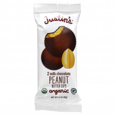 Justin's Nut Butter, Органический молочный шоколад с арахисовым маслом, 2 стакана, 40 г (1,4 унции)
