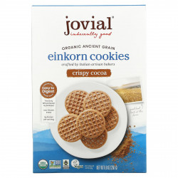 Jovial, Органическое печенье из пшеницы-однозернянки, хрустящее, с какао, 8,8 унций (250 г)
