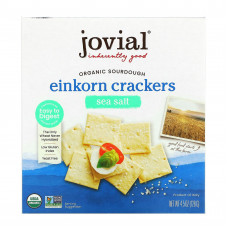 Jovial, Органические бездрожжевые крекеры с морской солью из пшеницы однозернянки, 4,5 унц. (128 г)