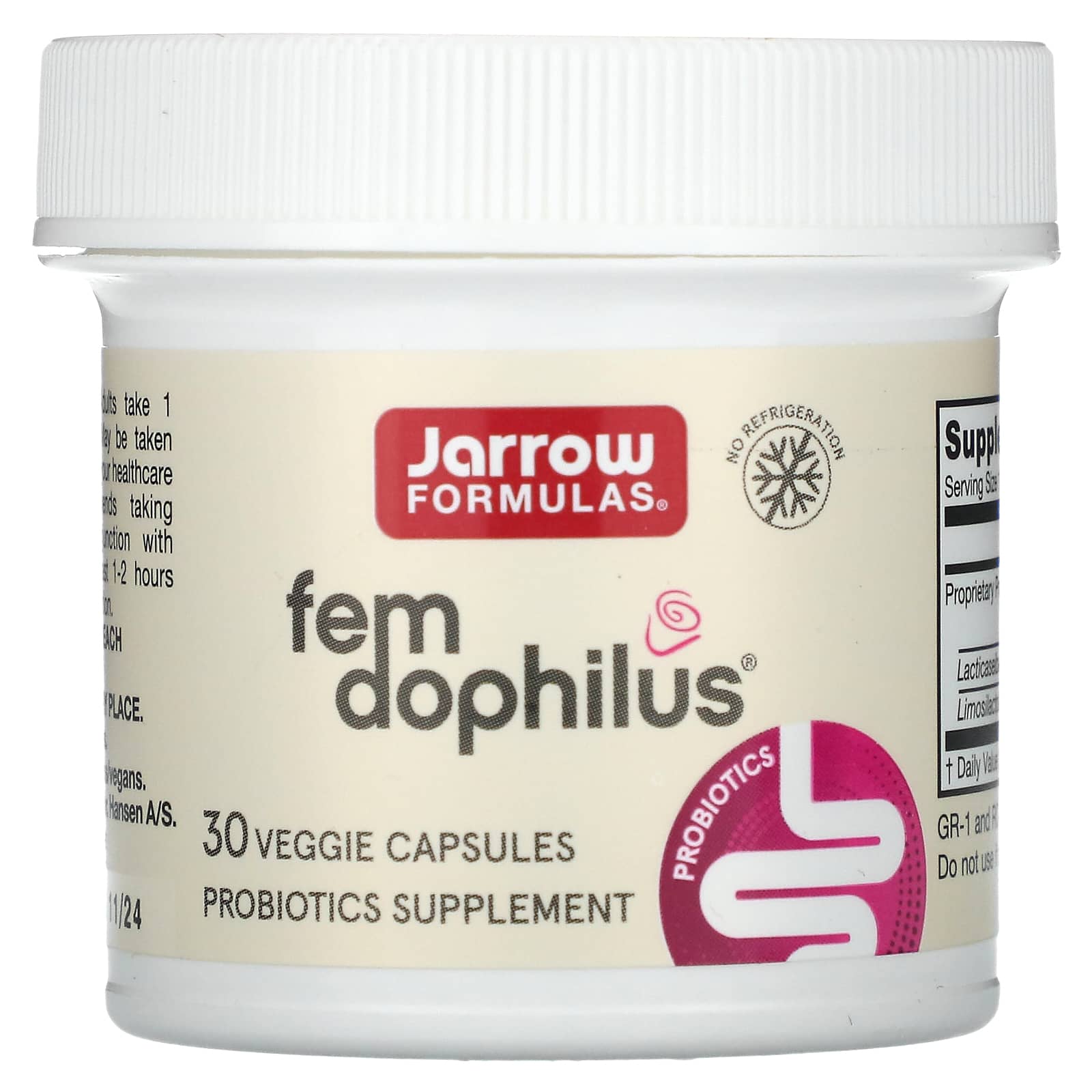 Jarrow Formulas, Fem Dophilus, пробиотики, 1 млрд КОЕ, 30 растительных капсул