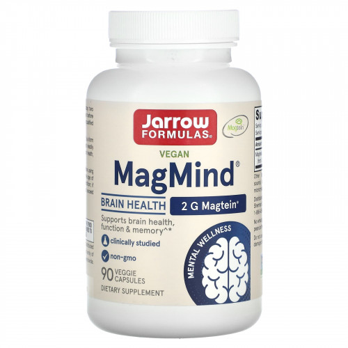 Jarrow Formulas, MagMind, магний, 90 вегетарианских капсул