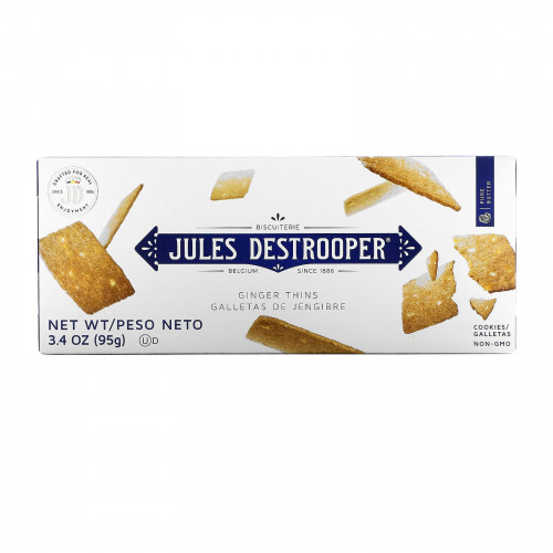 Jules Destrooper, Тонкое печенье с имбирем, 95 г (3,4 унции)