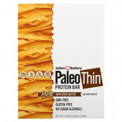 Julian Bakery, Paleo Thin Protein Bar, чистое подсолнечное масло, 12 батончиков, 59 г (2,08 унции)