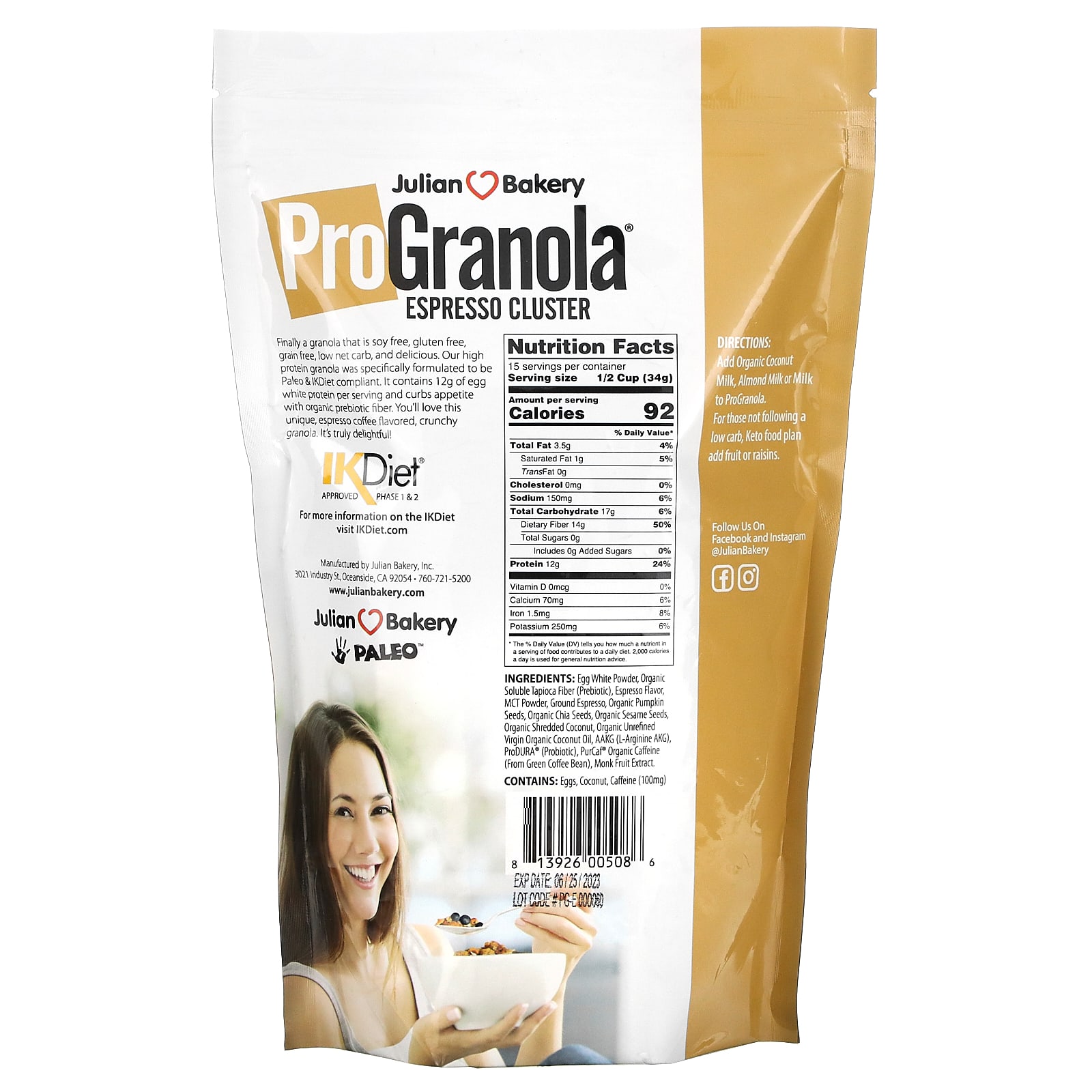 Julian Bakery, гранола Pro Granola, Espresso Cluster, 510 г (17,9 унции)