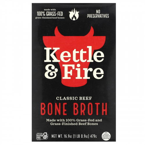 Kettle & Fire, Bone Broth, классическая говядина, 479 г (16,9 унции)