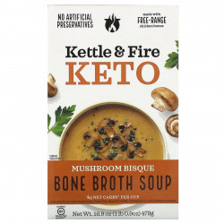 Kettle & Fire, Bone Broth Soup, Keto, грибной бисквит, 479 г (16,9 унции)