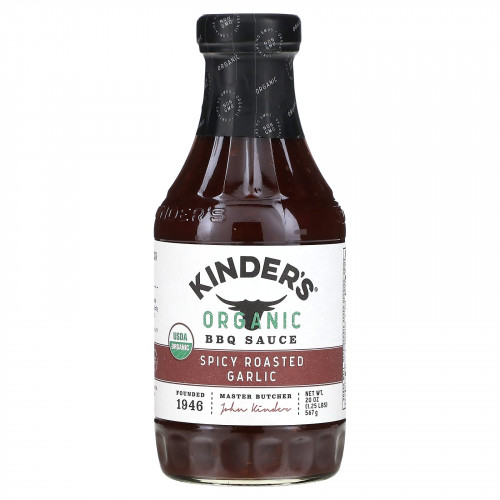 KINDER'S, Органический соус для барбекю, обжаренный с пряностями чеснок, 567 г (20 унций)