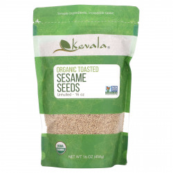 Kevala, Органические поджаренные семена кунжута, неочищенные, 16 унций (454 г)