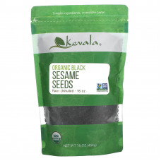 Kevala, Органические семена черного кунжута, неочищенные, 454 г (16 унций)