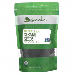 Kevala, Органические семена черного кунжута, неочищенные, 454 г (16 унций)