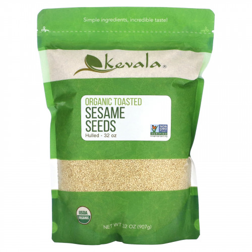 Kevala, Органические обжаренные семена кунжута (очищенные), 907 г (32 унции)