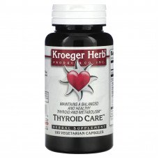 Kroeger Herb Co, Забота о щитовидной железе, 100 вегетарианских капсул