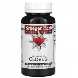 Kroeger Herb Co, свежемолотая гвоздика, 100 вегетарианских капсул