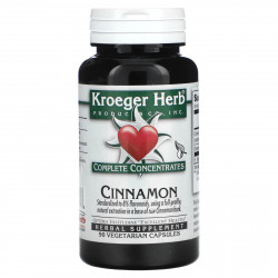 Kroeger Herb Co, Полные концентраты, корица, 90 вегетарианских капсул