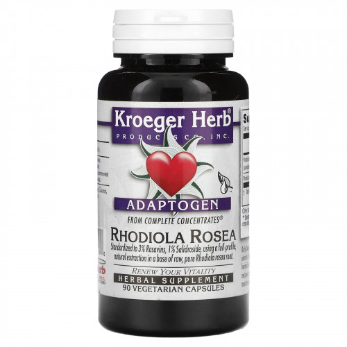 Kroeger Herb Co, Adaptogen, родиола розовая, 90 вегетарианских капсул