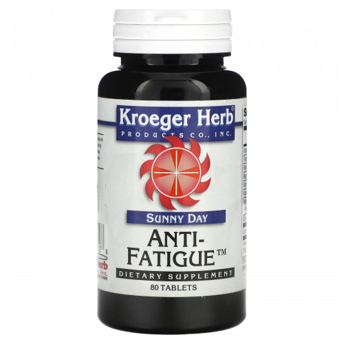 Kroeger Herb Co, Sunny Day, Anti-Fatigue, средство от усталости, 80 таблеток