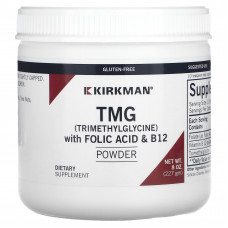 Kirkman Labs, TMG (триметилглицин) с фолиевой кислотой и порошком B12, 227 г (8 унций)