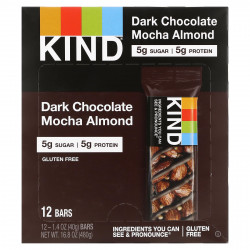 KIND Bars, Nuts & Spices, с темным шоколадом, мокко и миндалем, 12 батончиков, 40 г (1,4 унции) каждый