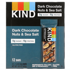 KIND Bars, Nuts & Spices, батончики из темного шоколада с орехами и морской солью, 12 батончиков по 40 г