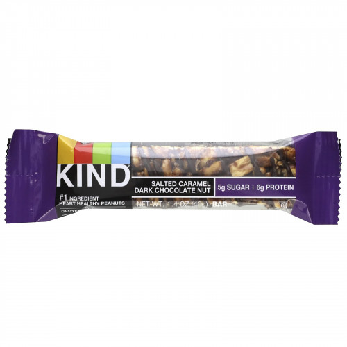 KIND Bars, Nuts & Spices, Соленая карамель и темный шоколад с орехами, 12 батончиков по 1,4 унции (40 г) каждый